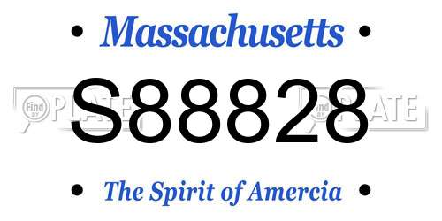 S88828 Massachusetts License Plate