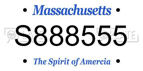 S888555 Massachusetts License Plate