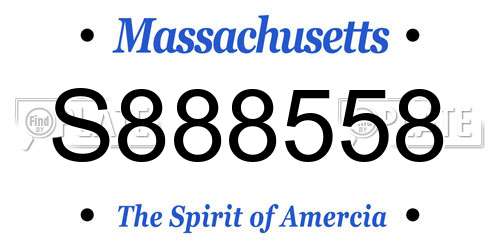S888558 Massachusetts License Plate