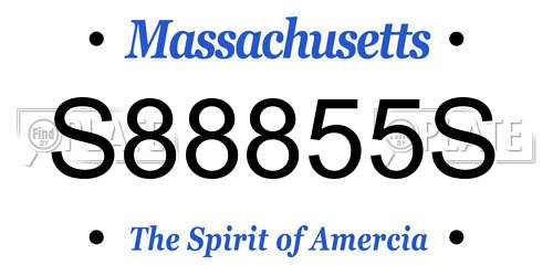 S88855S Massachusetts License Plate