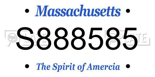 S888585 Massachusetts License Plate