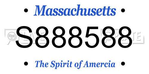 S888588 Massachusetts License Plate
