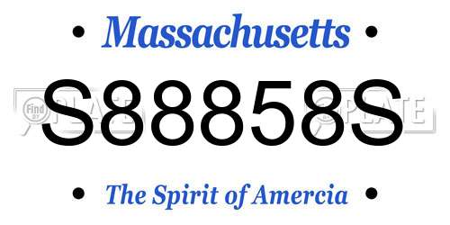 S88858S Massachusetts License Plate