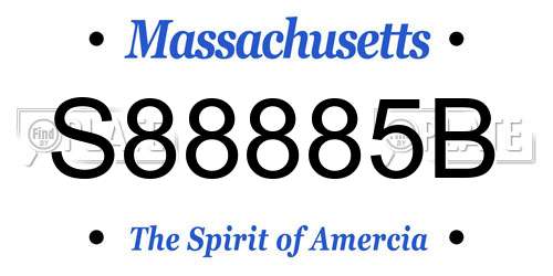 S88885B Massachusetts License Plate