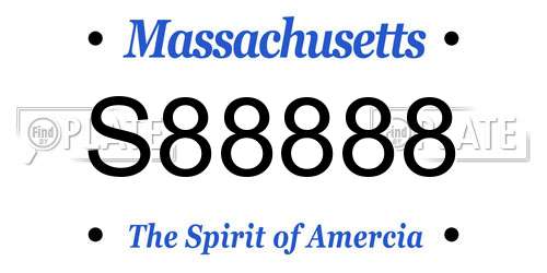 S88888 Massachusetts License Plate