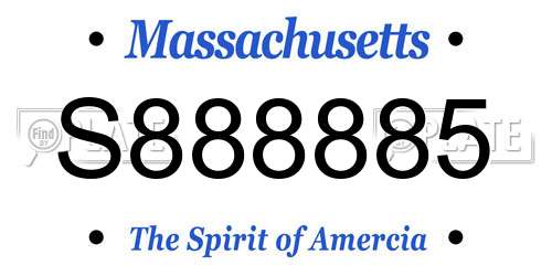 S888885 Massachusetts License Plate