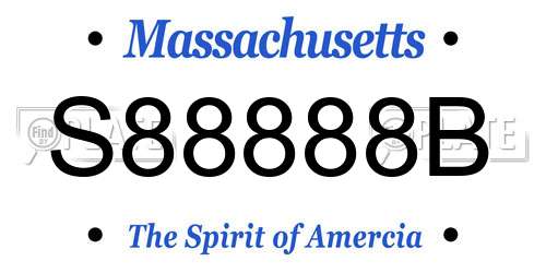 S88888B Massachusetts License Plate