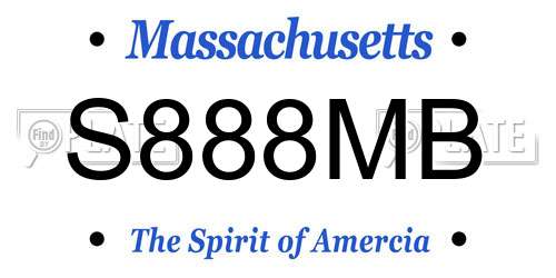 S888MB Massachusetts License Plate