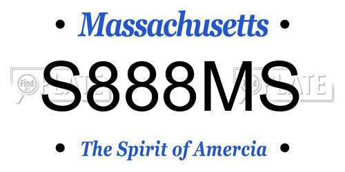 S888MS Massachusetts License Plate