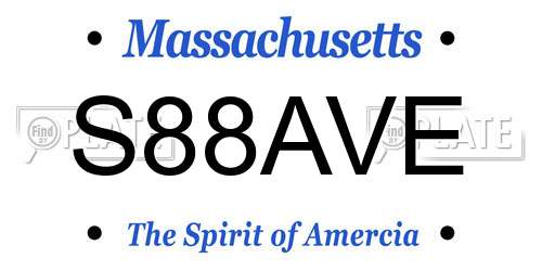 S88AVE Massachusetts License Plate