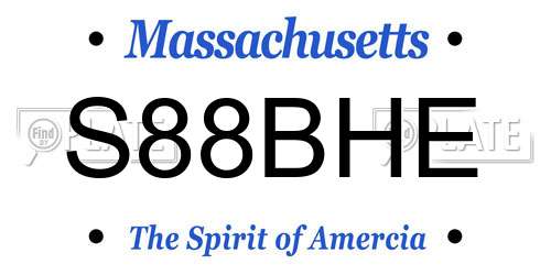 S88BHE Massachusetts License Plate