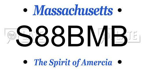 S88BMB Massachusetts License Plate