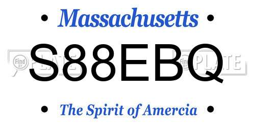 S88EBQ Massachusetts License Plate