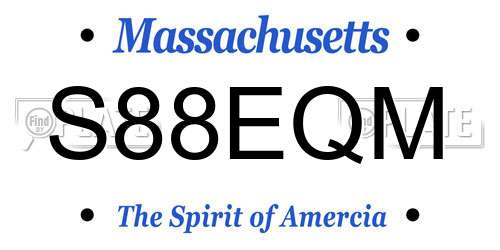 S88EQM Massachusetts License Plate