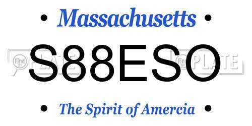 S88ESO Massachusetts License Plate