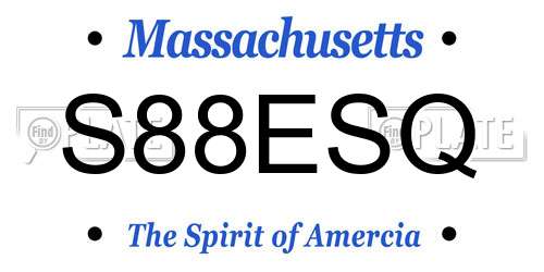 S88ESQ Massachusetts License Plate