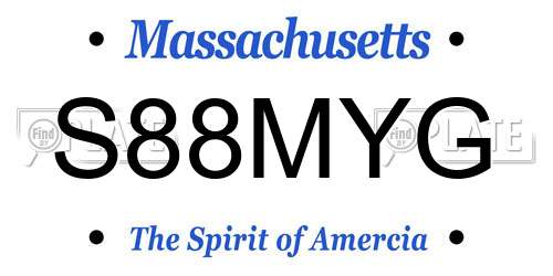 S88MYG Massachusetts License Plate