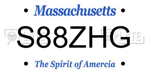 S88ZHG Massachusetts License Plate