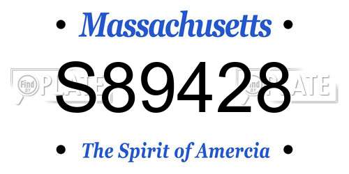 S89428 Massachusetts License Plate
