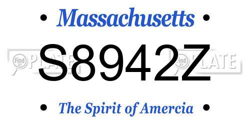 S8942Z Massachusetts License Plate