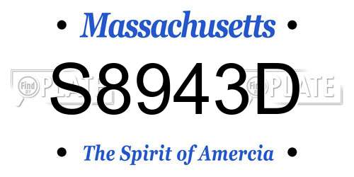 S8943D Massachusetts License Plate