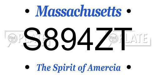 S894ZT Massachusetts License Plate
