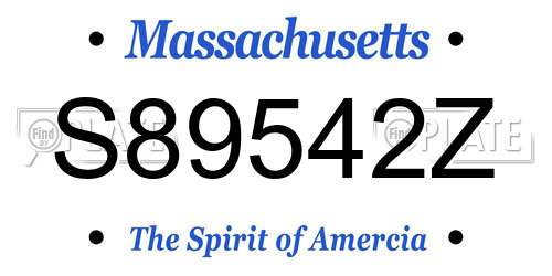 S89542Z Massachusetts License Plate