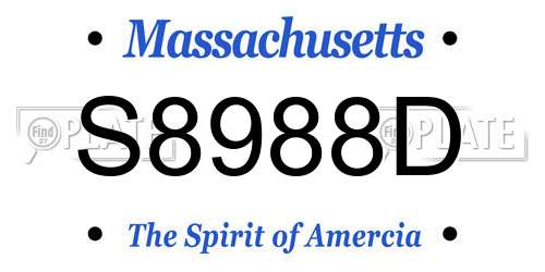 S8988D Massachusetts License Plate