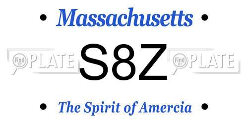 S8Z Massachusetts License Plate