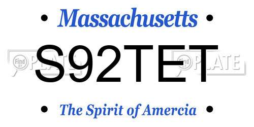 S92TET Massachusetts License Plate