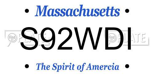 S92WDI Massachusetts License Plate