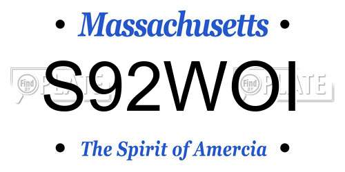S92WOI Massachusetts License Plate