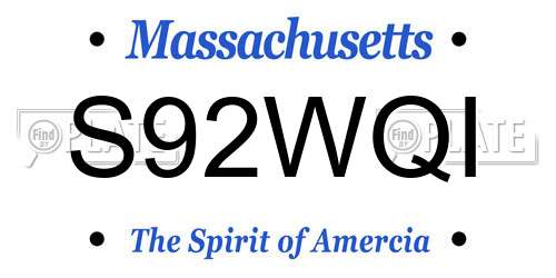 S92WQI Massachusetts License Plate