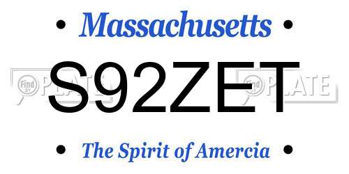 S92ZET Massachusetts License Plate
