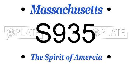 S935 Massachusetts License Plate