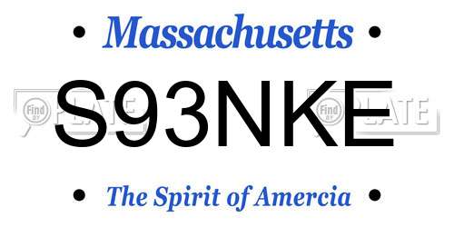 S93NKE Massachusetts License Plate