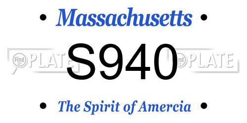 S940 Massachusetts License Plate