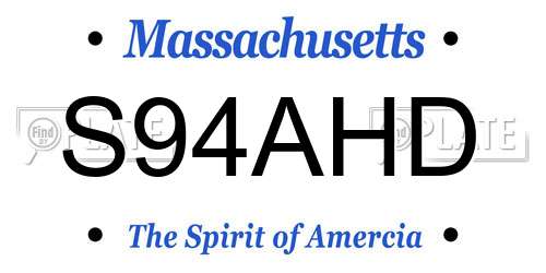 S94AHD Massachusetts License Plate