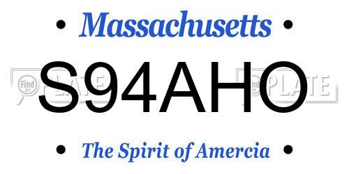 S94AHO Massachusetts License Plate