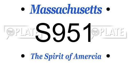 S951 Massachusetts License Plate