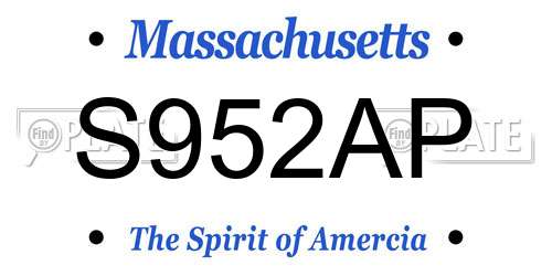S952AP Massachusetts License Plate
