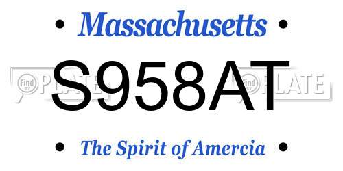 S958AT Massachusetts License Plate