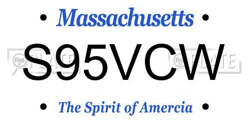 S95VCW Massachusetts License Plate