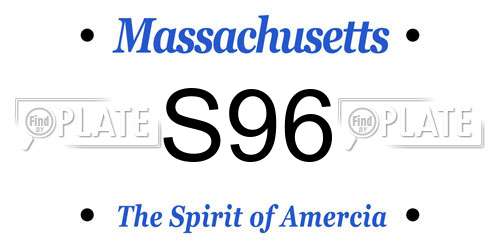 S96 Massachusetts License Plate
