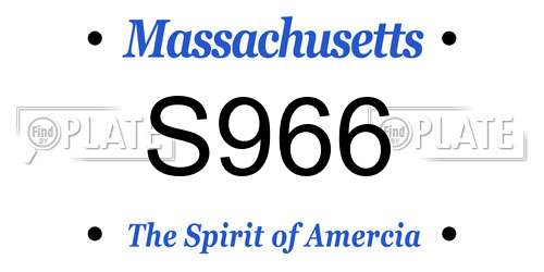 S966 Massachusetts License Plate