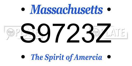 S9723Z Massachusetts License Plate