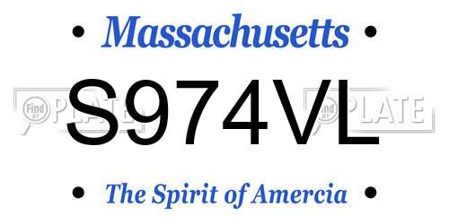 S974VL Massachusetts License Plate