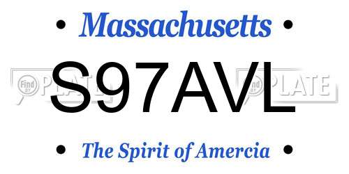S97AVL Massachusetts License Plate