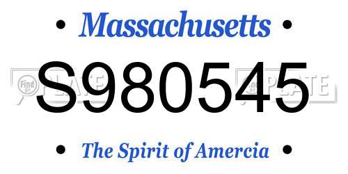 S980545 Massachusetts License Plate