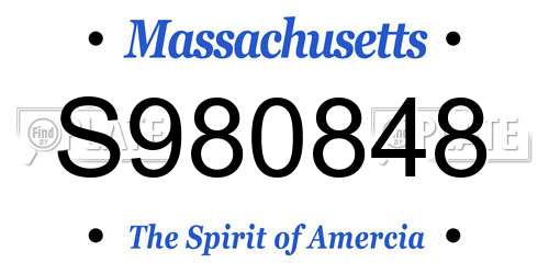 S980848 Massachusetts License Plate
